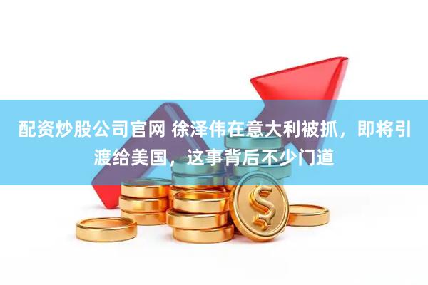 配资炒股公司官网 徐泽伟在意大利被抓,即将引渡给美国,这事背后不少门道